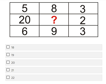 الگوی اعداد روی هر خط, آزمون ماتریس اعداد, ماتریس عددی