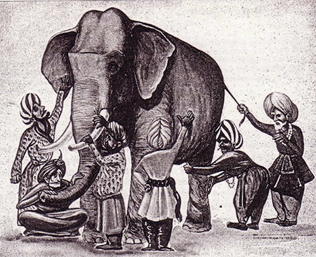 داستان و تفسیر حکایت فیل در تاریکیداستان حکایت فیل مولانا  
تفسیر حکایت فیل مولوی