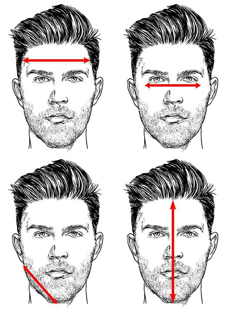 روش های تشخیص شکل و فرم صورت, فرم صورت بیضی, تشخیص فرم صورت مردانه