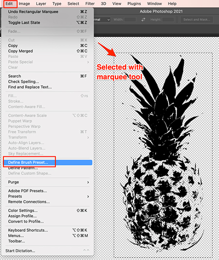 Define Brush Preset را انتخاب نمایید ساخت براش از تصویر در فتوشاپ, ساخت Brush دلخواه در فتوشاپ, تبدیل عکس به براش در فتوشاپ