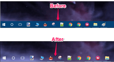 قبل و بعد شفاف کردن Taskbar در ویندوز 10 شفاف کردن Taskbar در ویندوز 10, تسکبار ویندوز خود را شفاف کنید