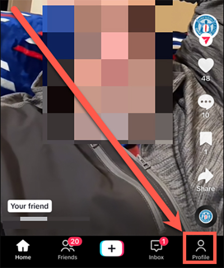روی تب Profile ضربه بزنید حذف تاریخچه نظرات TikTok, حذف نظرات خود در TikTok