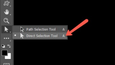 Direct Selection را انتخاب کنید نحوه کشش متن در فتوشاپ, کشیدن حروف در فتوشاپ, نحوه کشیده نوشتن حروف در فتوشاپ
