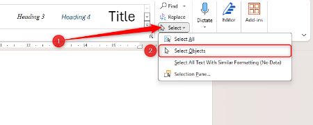 ابزار Select and Select Objects در تب Home در ورد اضافه کردن امضا به ورد, اضافه کردن امضا در Microsoft Word